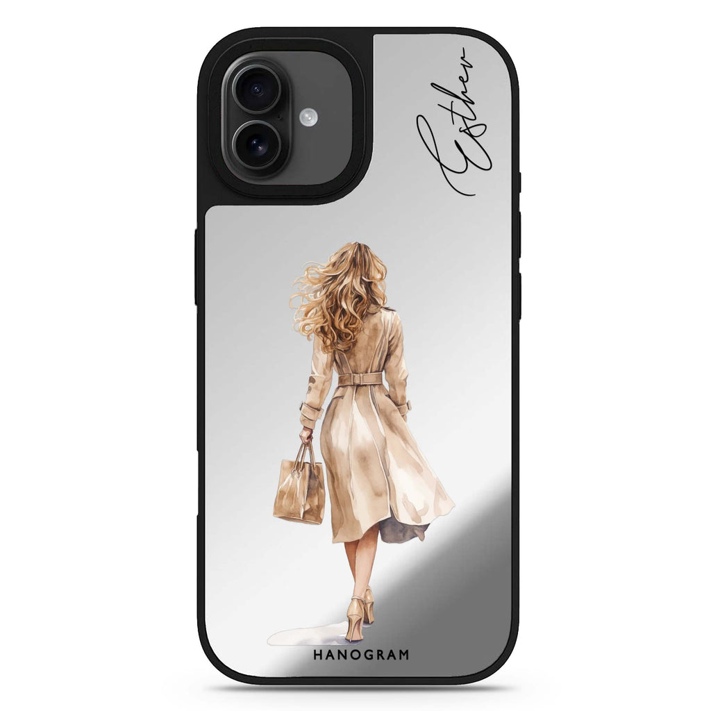 Trench Walk personalized name iPhone 17 mirror case