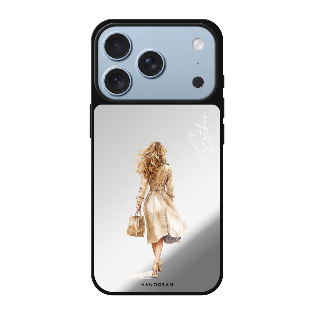 Trench Walk personalized name travel iPhone 18 Pro Max mirror case