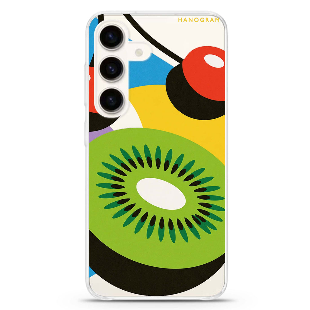 Kiwi Cherry Colorblock Samsung Galaxy Ultra Clear Case — front view