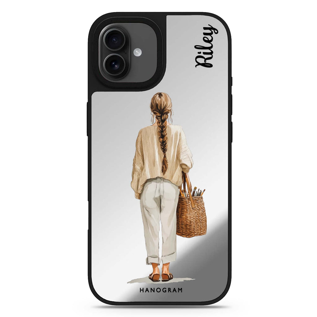 Linen Days personalized name iPhone 17 mirror case