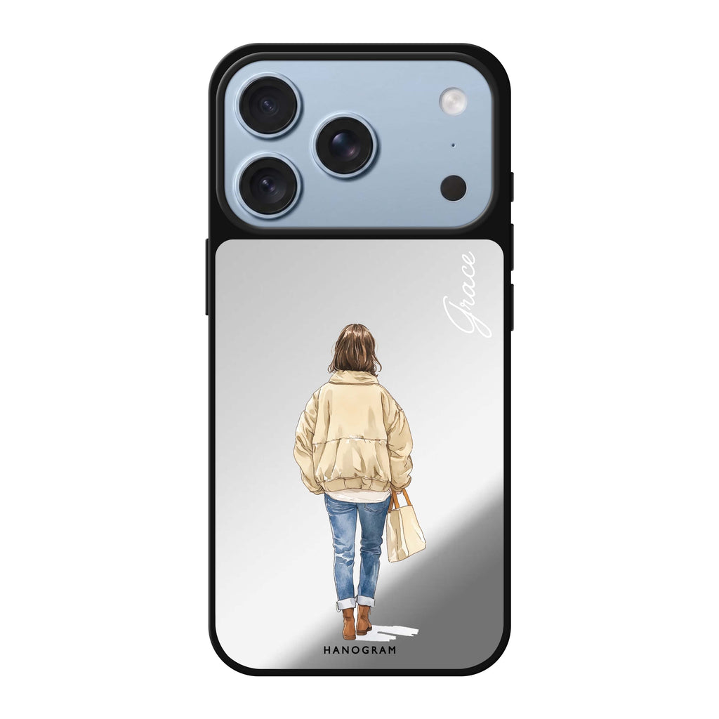 Everyday Stroll personalized name travel iPhone 18 Pro Max mirror case