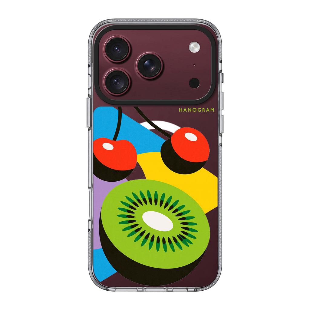 Kiwi Cherry Colorblock iPhone 18 Pro Max Ultra Clear Case - Image 1