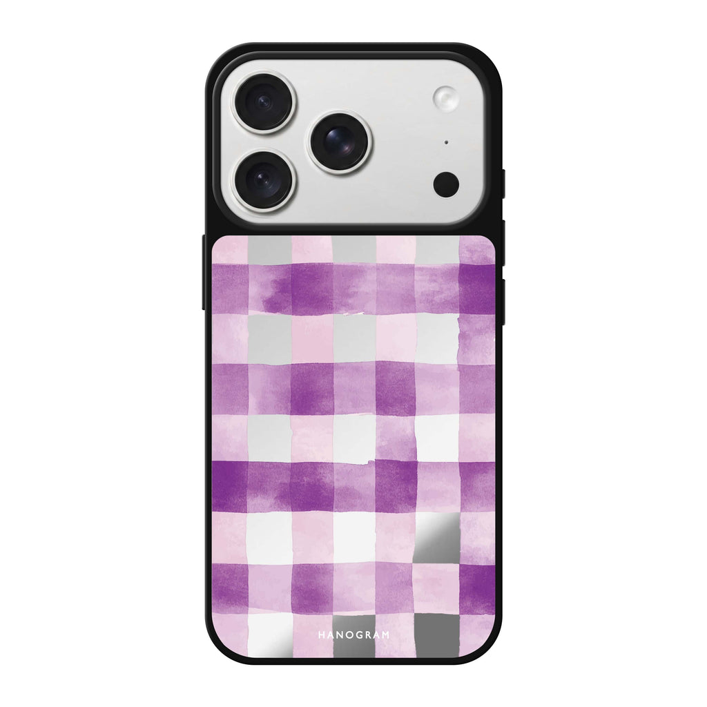 Lavender Checks purple flower floral pattern iPhone 18 Pro Max mirror case