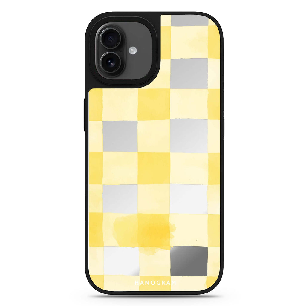 Lemon Checks checker pattern fruit iPhone 17 mirror case
