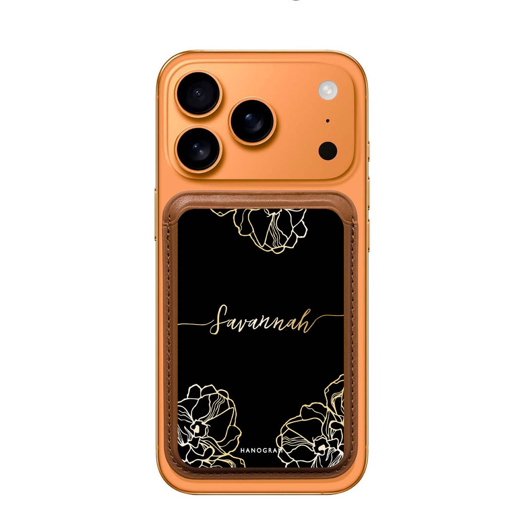 Crafts of Floral custom name MagSafe wallet for iPhone, personalized magnetic card holder, main view