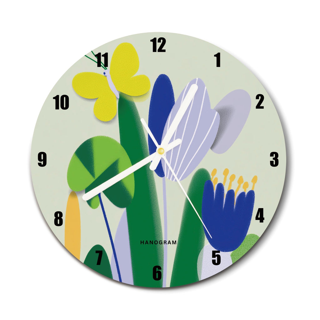Modern Garden Pop premium glass wall clock, floral home decor clock, main view