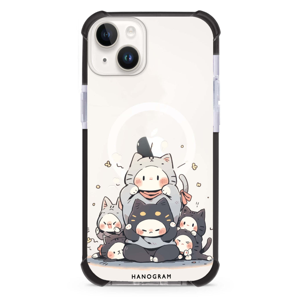 Feline Asana Lesson iPhone 13 Mini MagSafe Compatible Ultra Shockproof Case