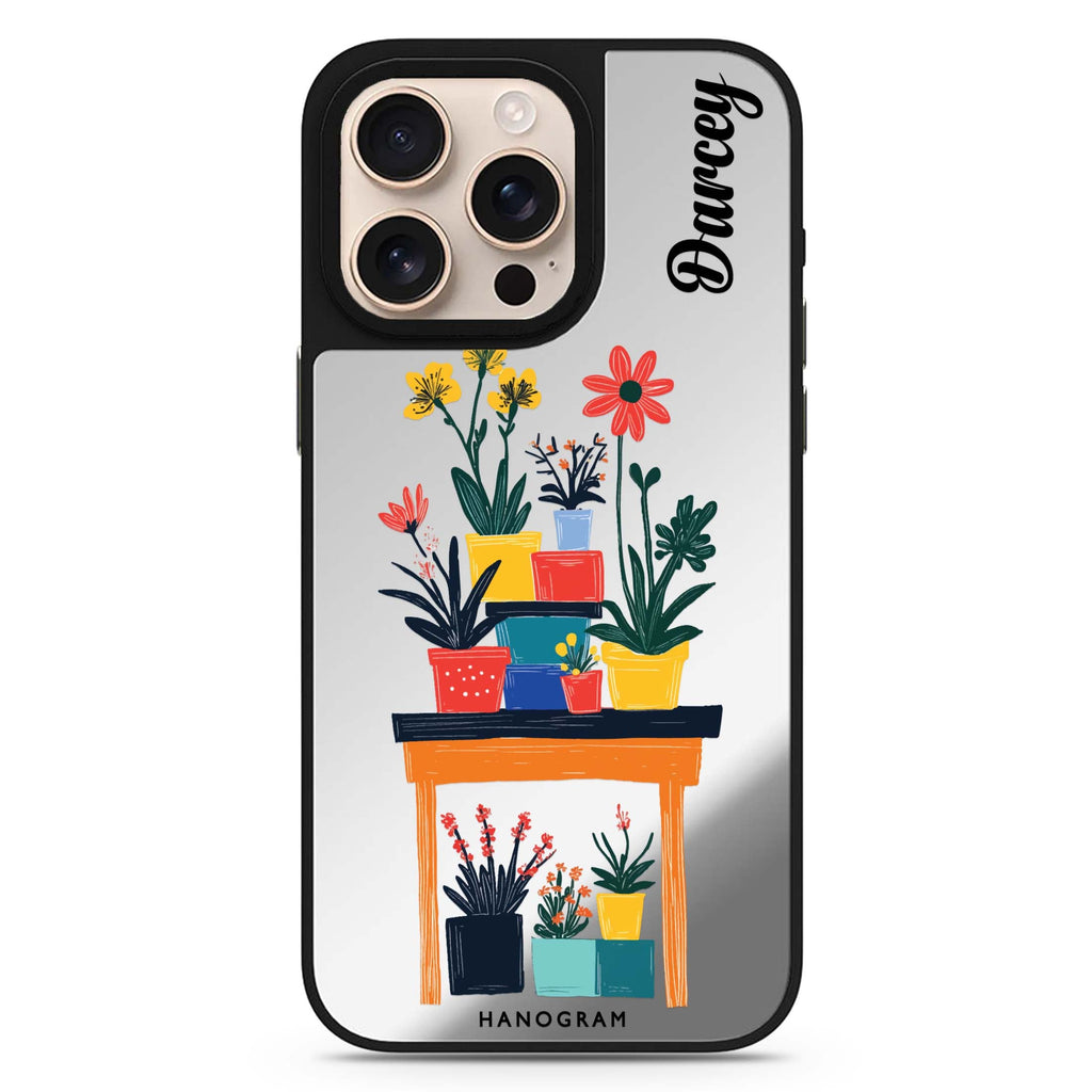 Color Stand iPhone personalized name sleek reflective design iPhone 16/15/14 Pro Max & Pro mirror case
