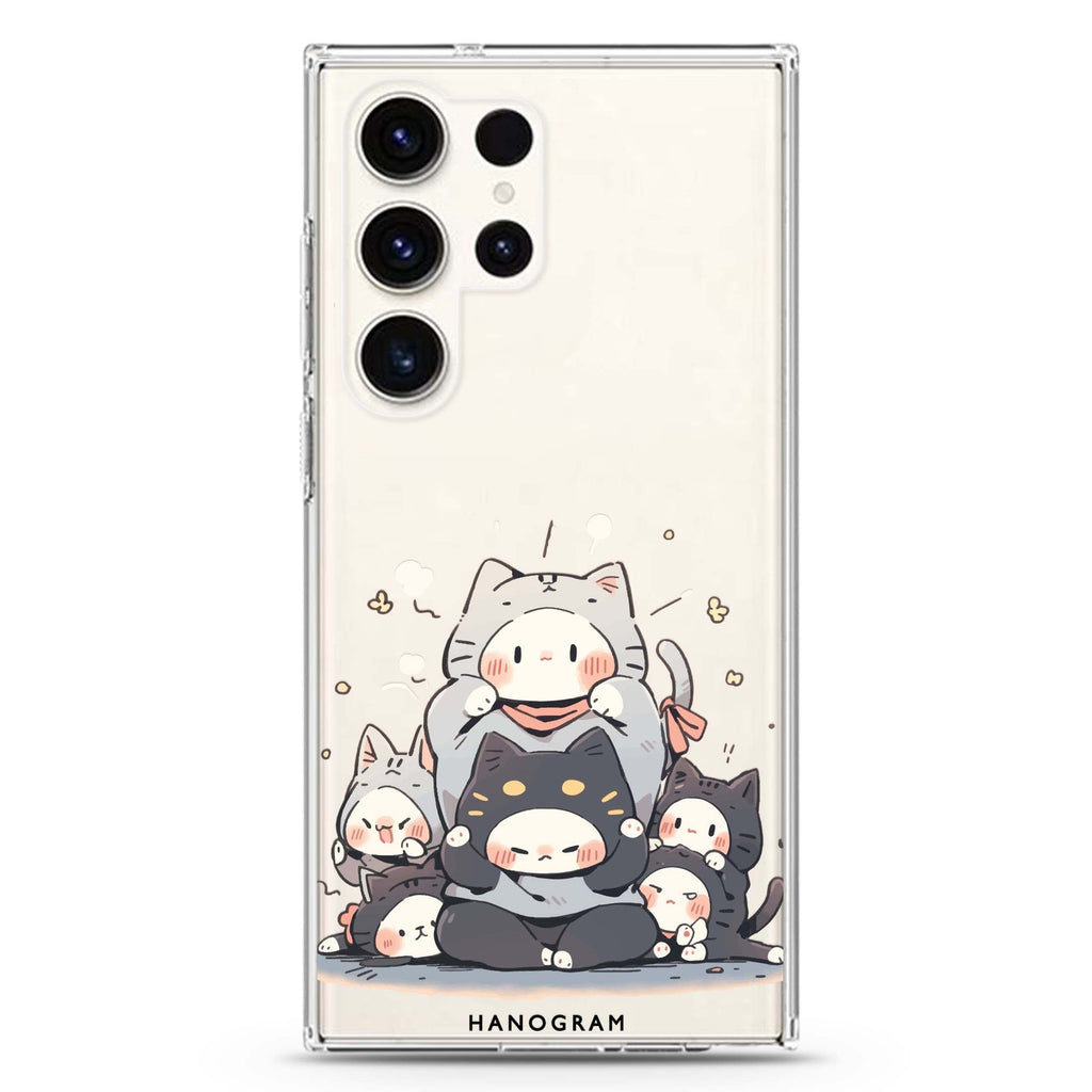 Feline Asana Lesson Samsung Galaxy S26/S25/S24/S23/S22 Ultra ultra clear case, transparent design, main view