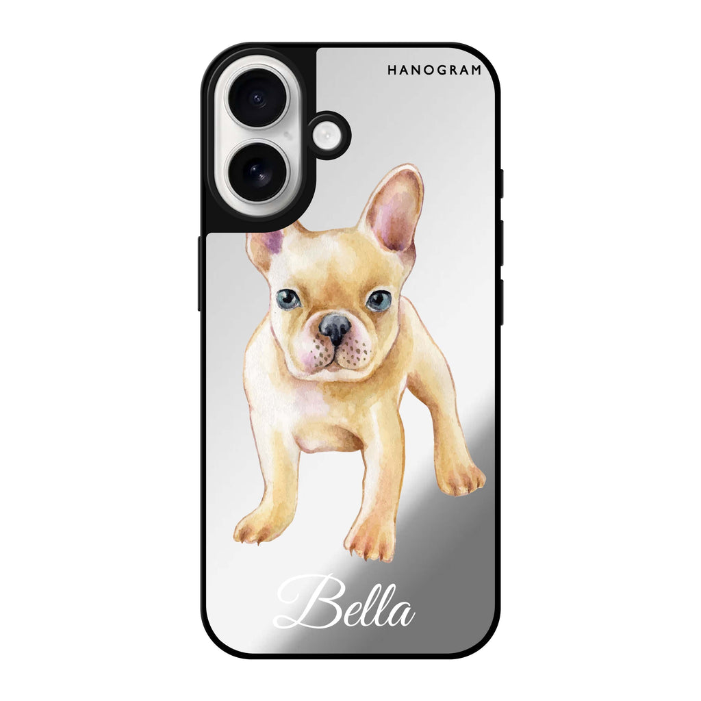 Reflective iPhone 16 Mirror Case –Cute Dog Design