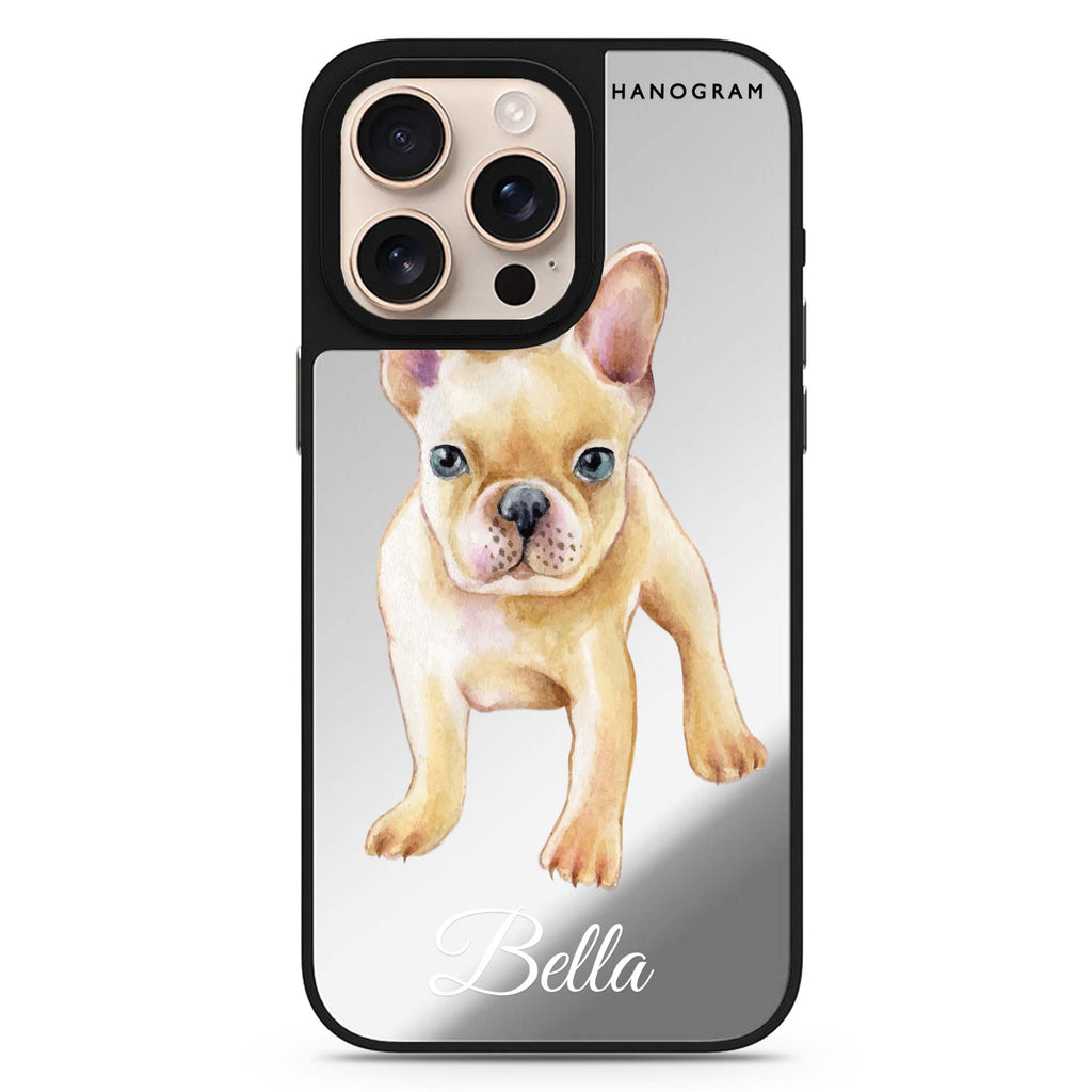 Cute Dog personalized name dog design iPhone 16/15/14 Pro Max & Pro mirror case