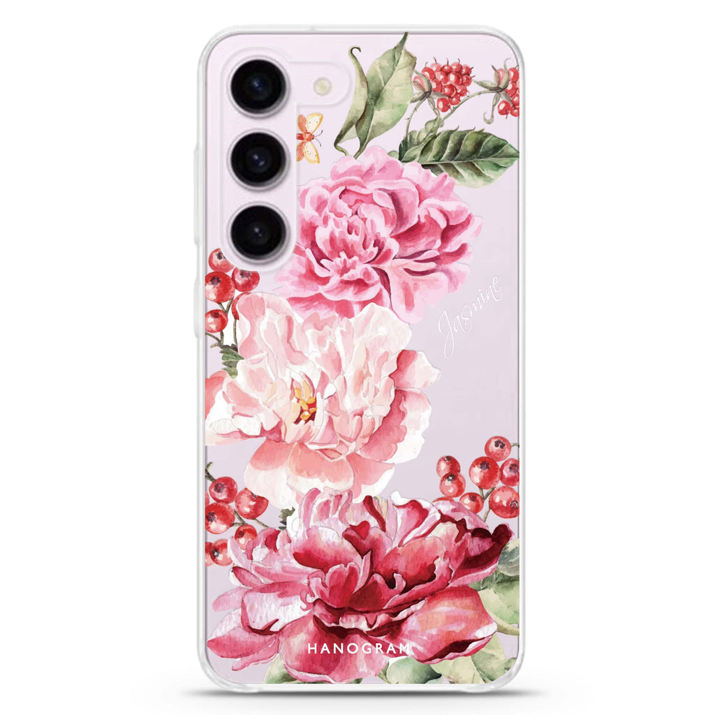 Pretty Watercolor Flowers personalized ultra-clear case for Samsung Galaxy S23/S22, front view