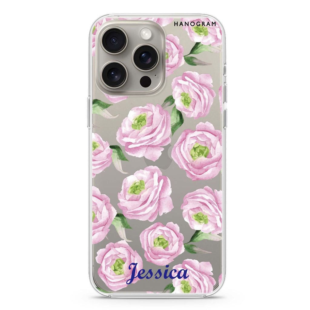 Watercolor pink floral iPhone Ultra Clear Case