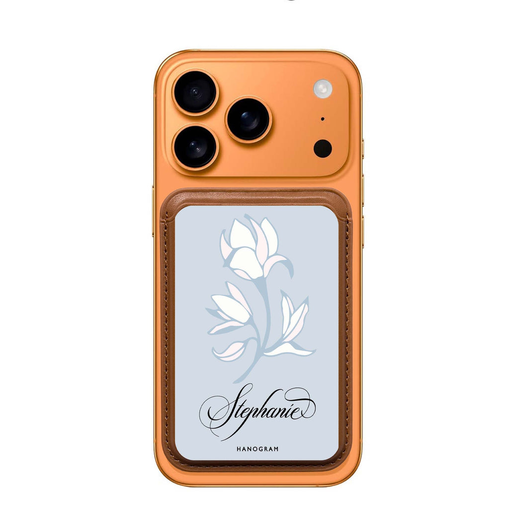 Exquisite Flowers custom name MagSafe wallet for iPhone, personalized magnetic card holder, main view