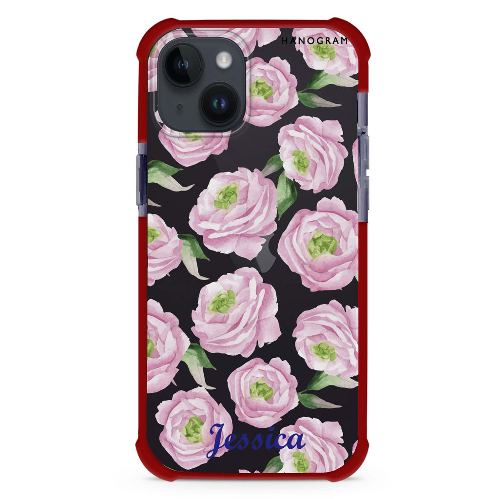 Watercolor pink floral iPhone 15 Plus Ultra Shockproof Case