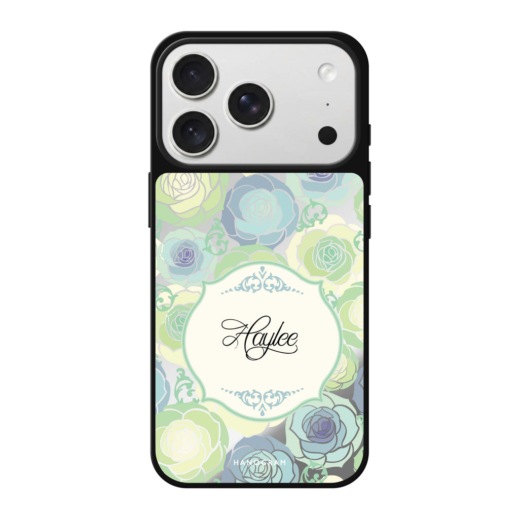 Art of Rose I personalized name pink flower abstract floral iPhone 18 Pro Max mirror case