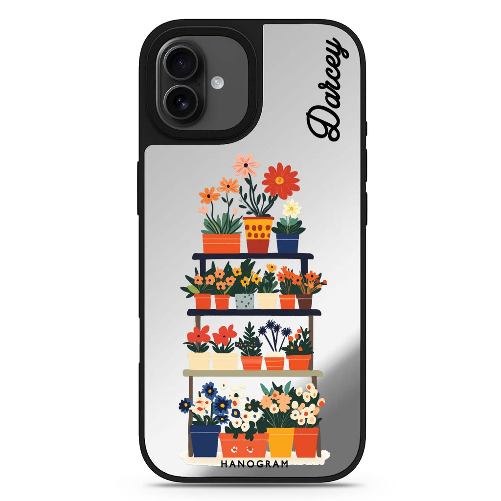 Flora Stack personalized name iPhone 17 mirror case