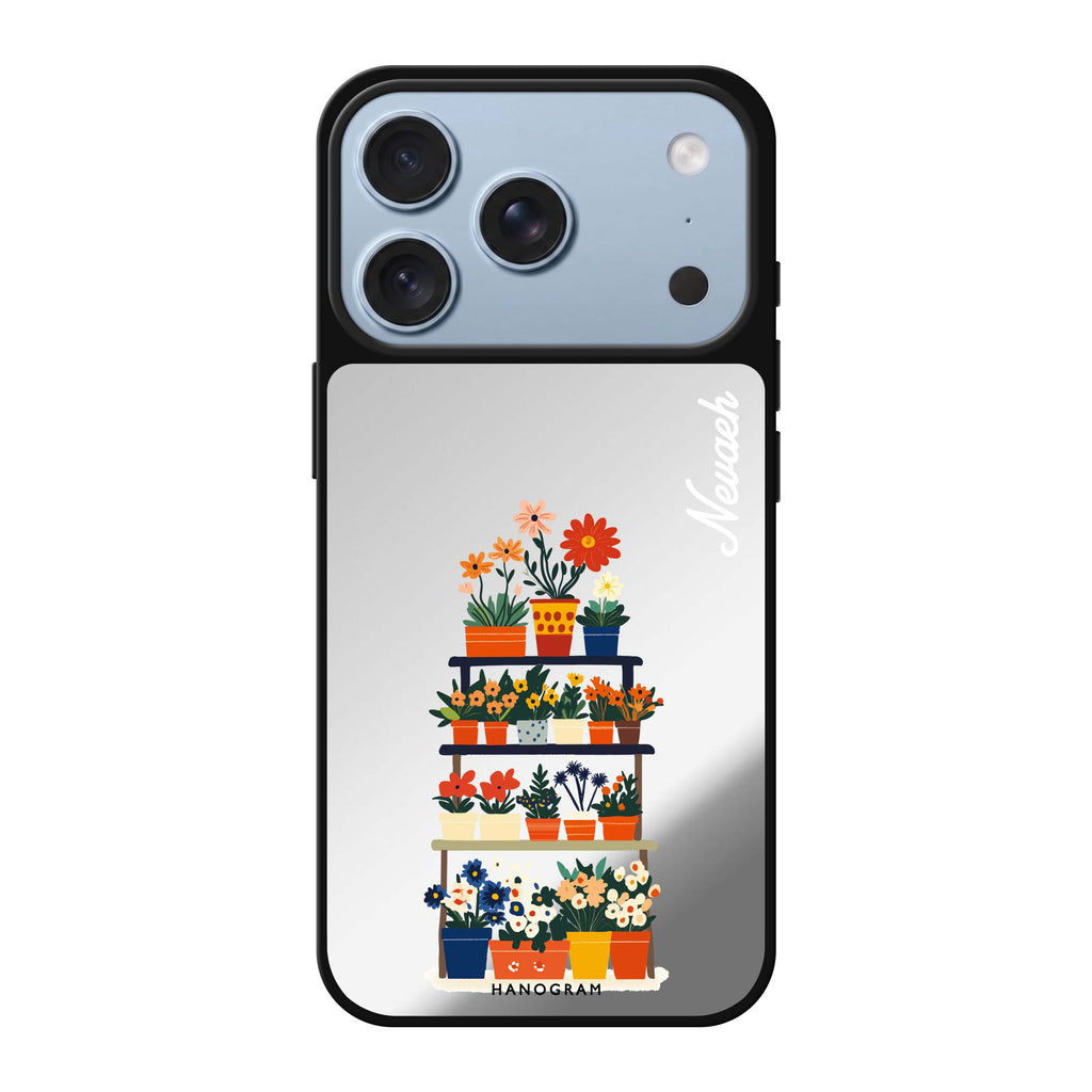 Flora Stack personalized name flower floral iPhone 18 Pro Max mirror case