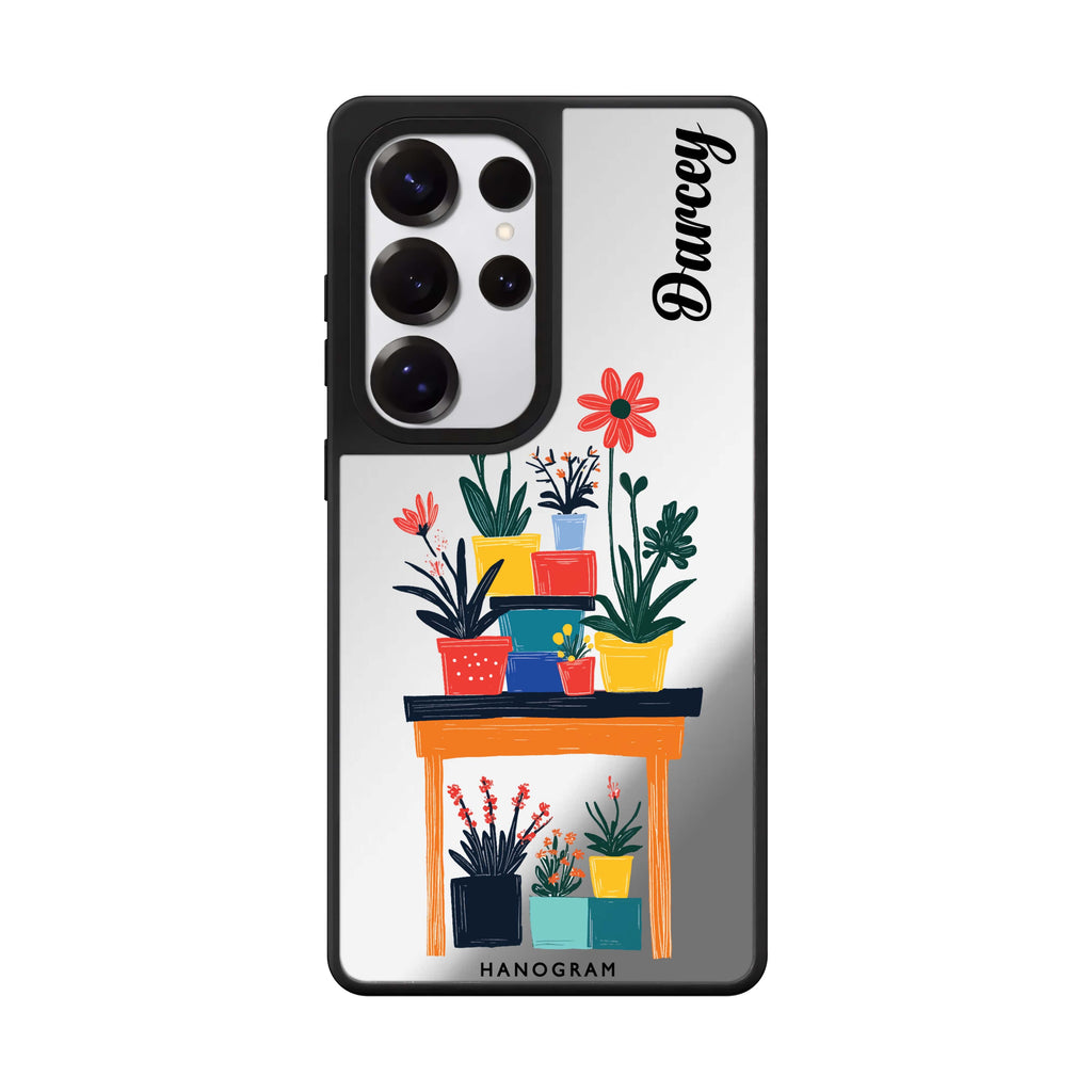Custom Color Stand Samsung Galaxy S25 S24 S23 Ultra mirror case, front view