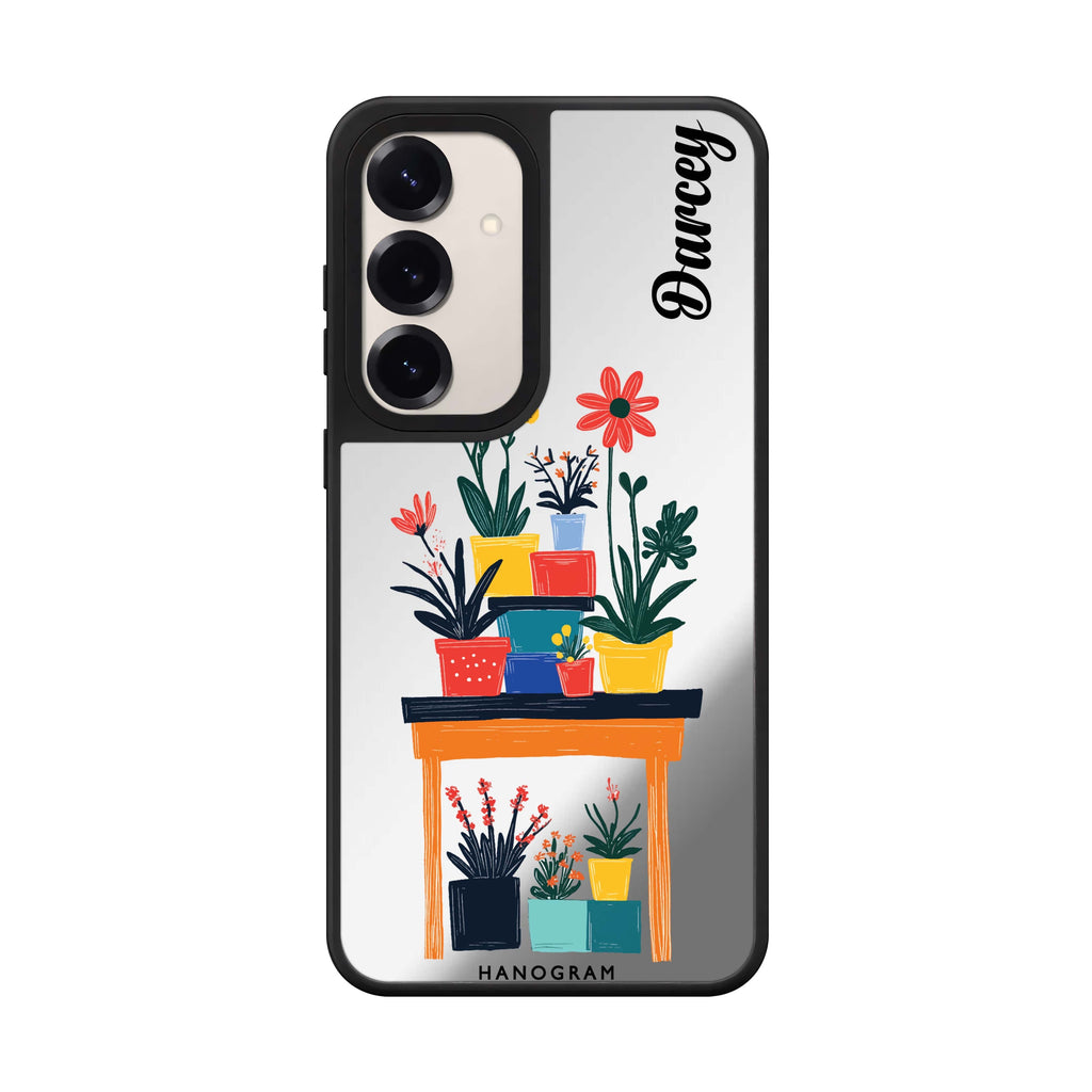 Custom name Color Stand Samsung Galaxy mirror case front view