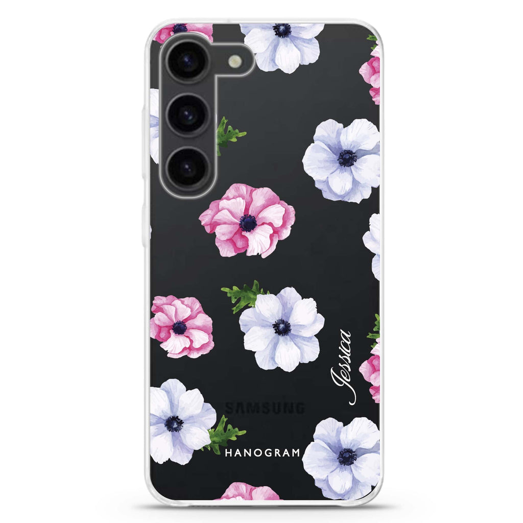 Ideal floral personalized ultra-clear case for Samsung Galaxy S23/S22, front view