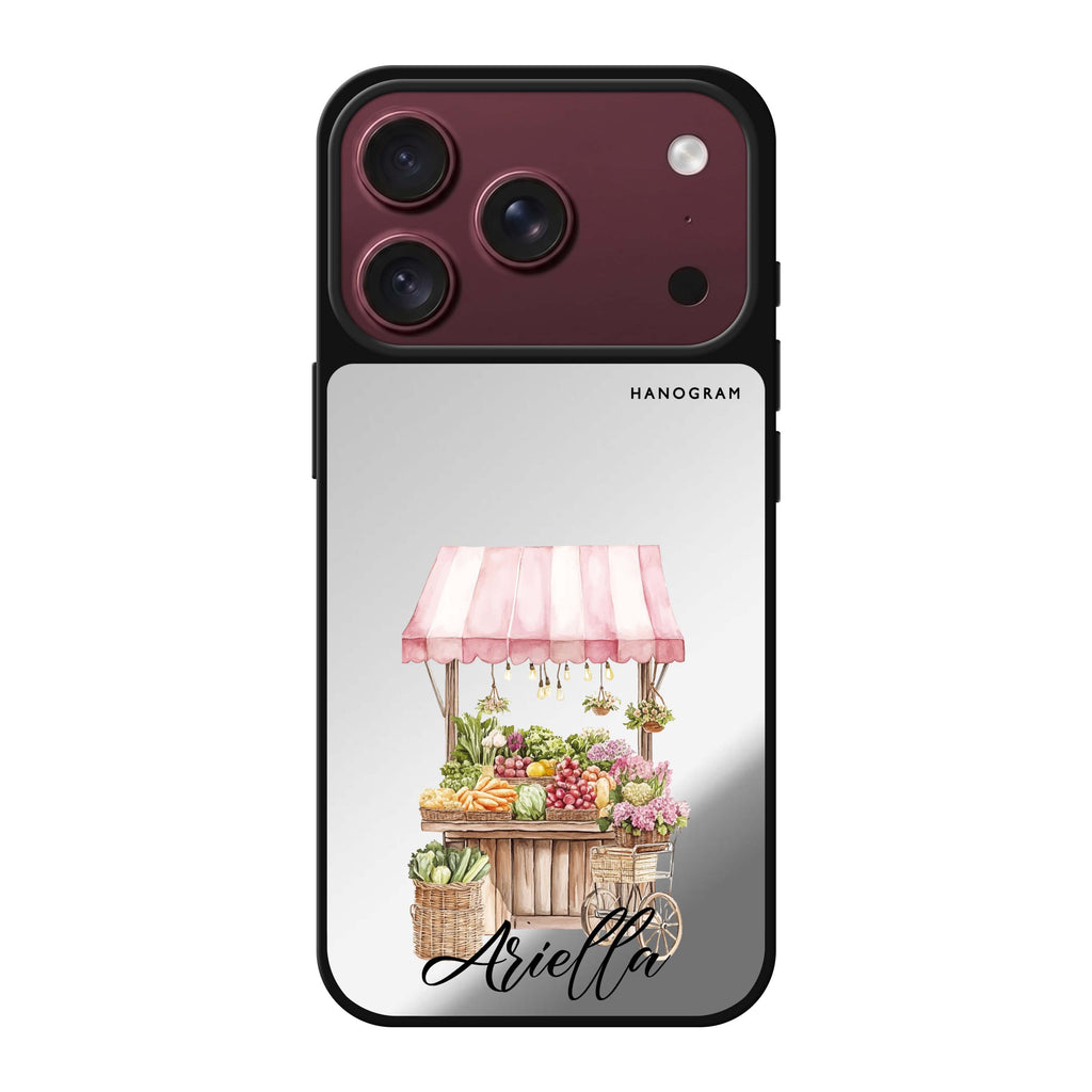 Blush Market personalized name pink travel romantic iPhone 18 Pro Max mirror case