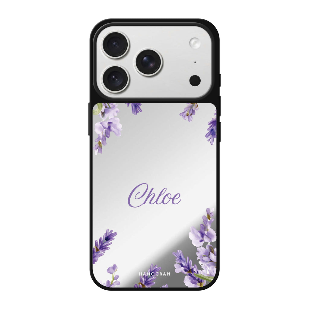 Lavender Corners personalized name purple flower floral iPhone 18 Pro Max mirror case