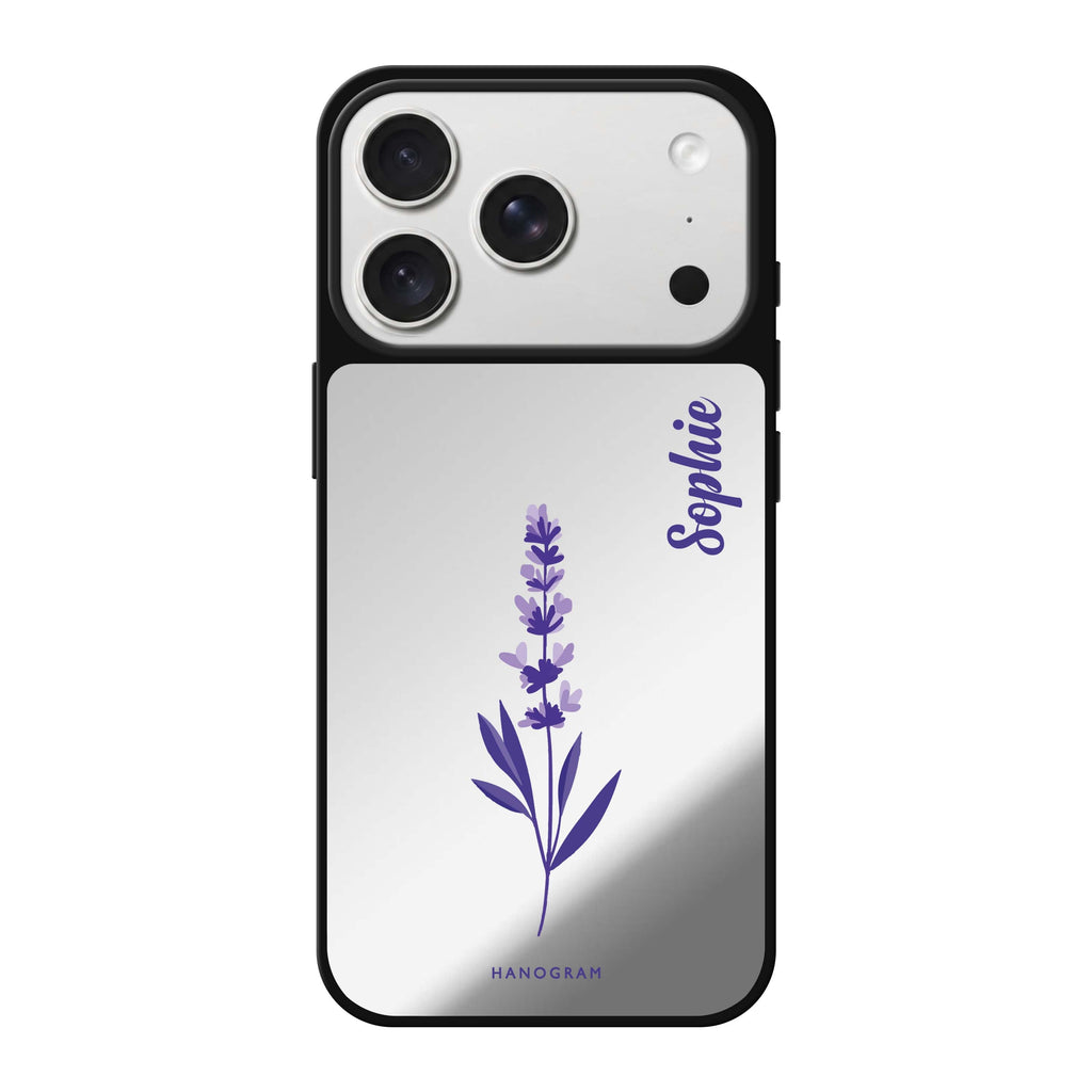 Lavender Form personalized name purple flower floral iPhone 18 Pro Max mirror case