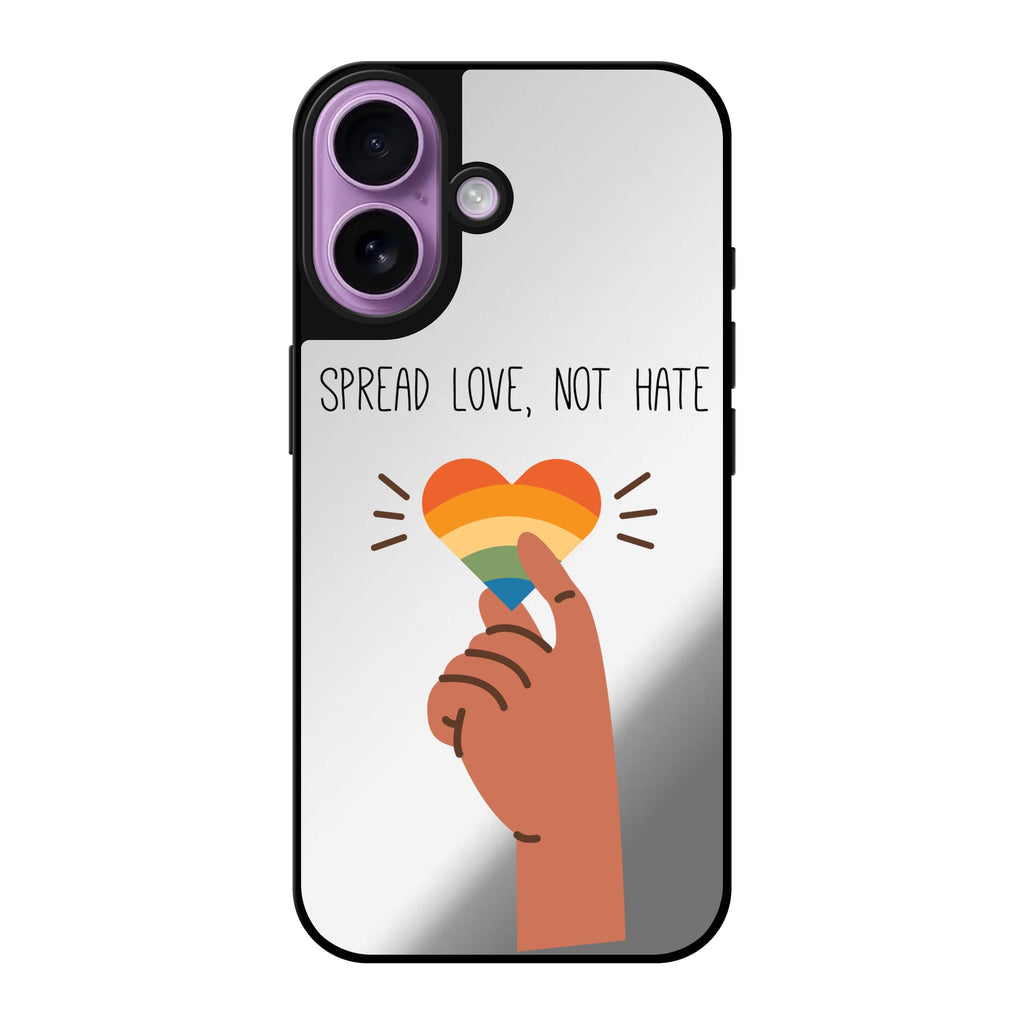 Reflective iPhone 16 Mirror Case –Spread Love Design