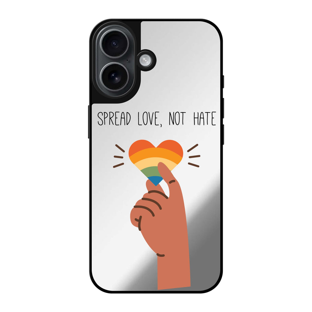 Reflective iPhone 16 Mirror Case –Spread Love Design