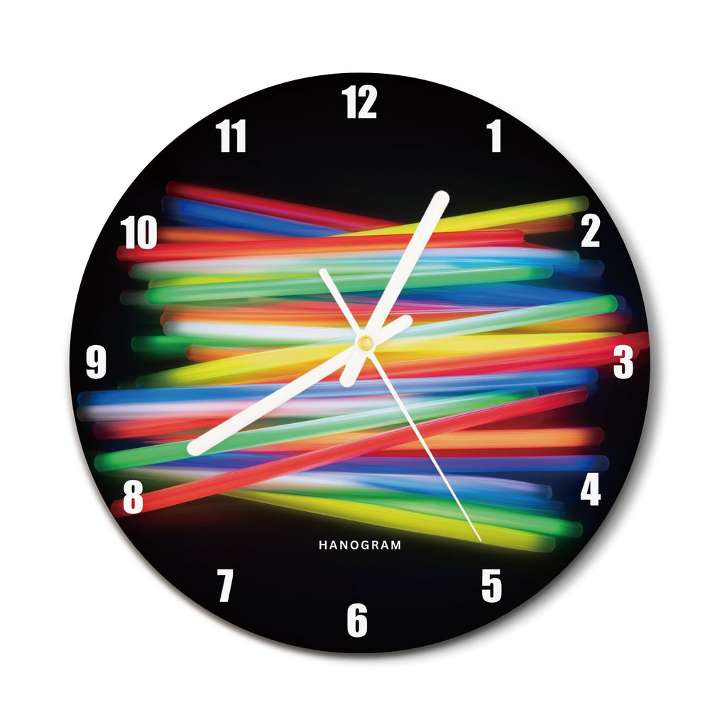 Neon Pulse Lines premium glass wall clock, modern abstract home decor clock, main view