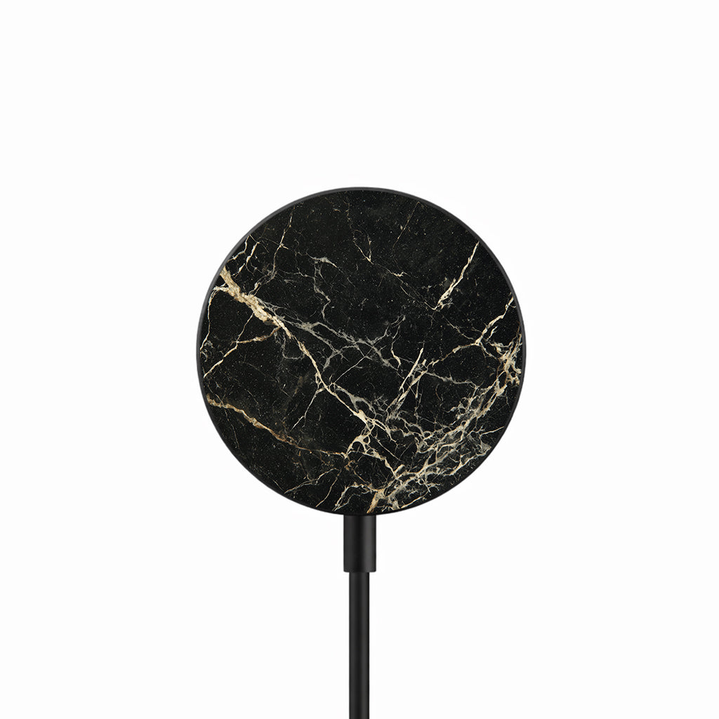 Black Gold Marble 25W Qi2.2 magnetic wireless charger front view