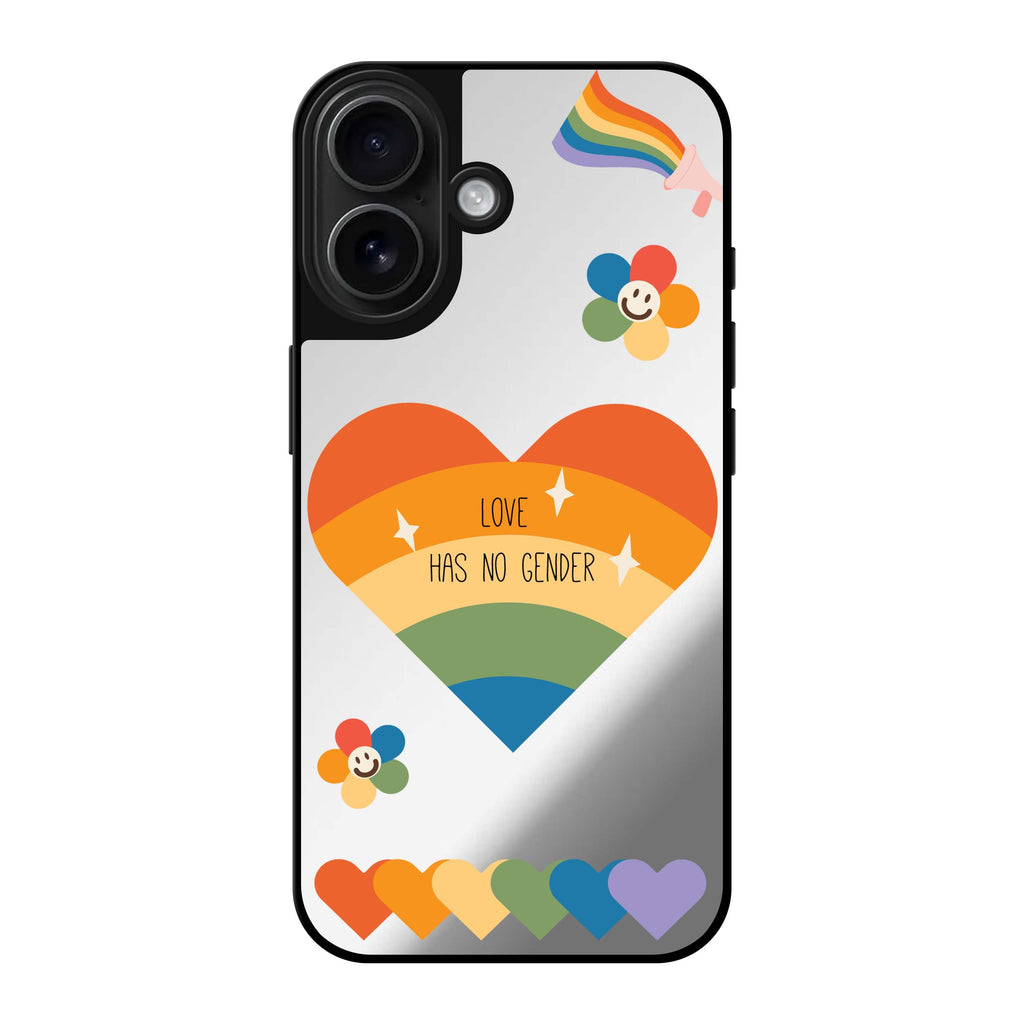 Reflective iPhone 16 Mirror Case –Love Has no gender Design