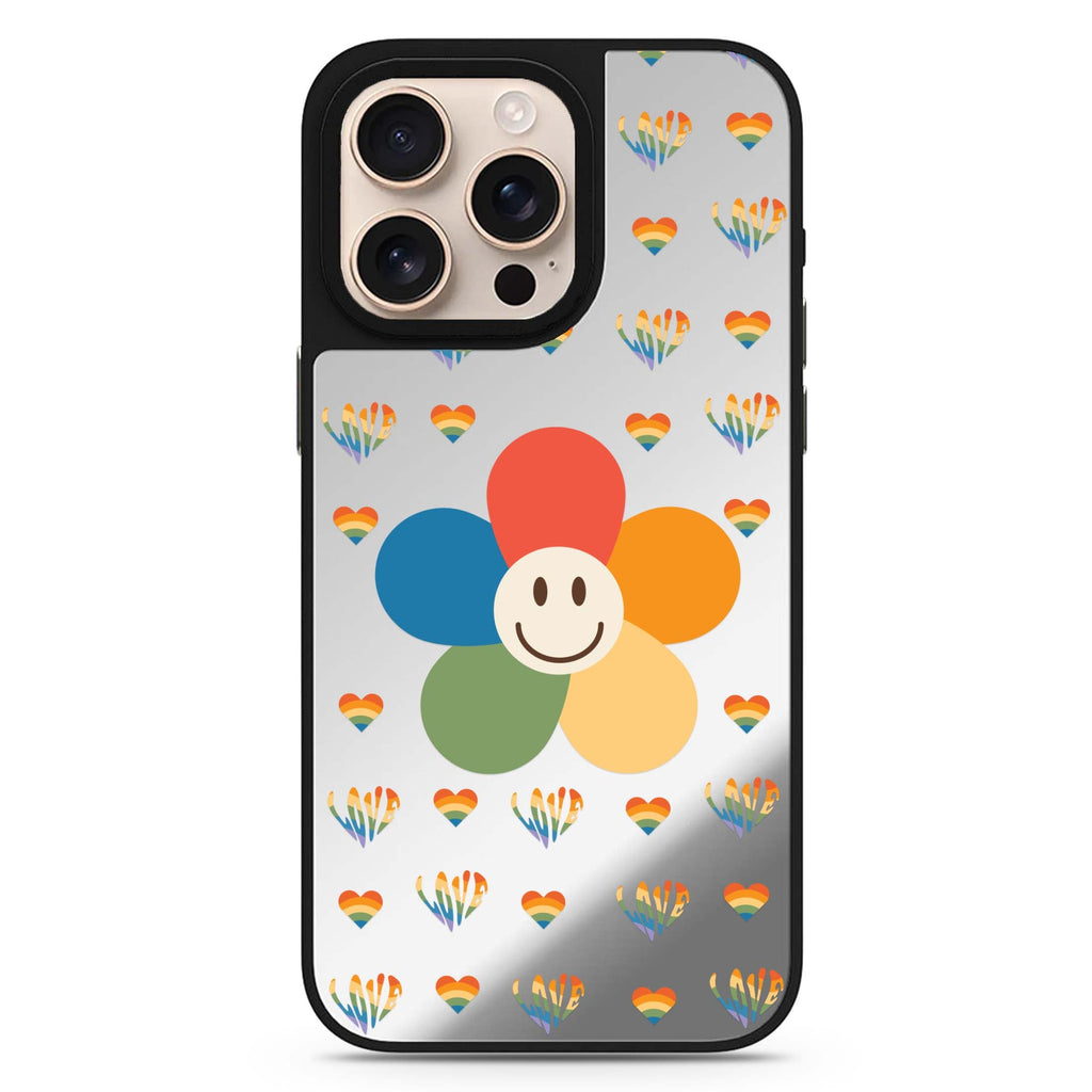 Rainbow Floral Design 1 floral design iPhone 16/15/14 Pro Max & Pro mirror case