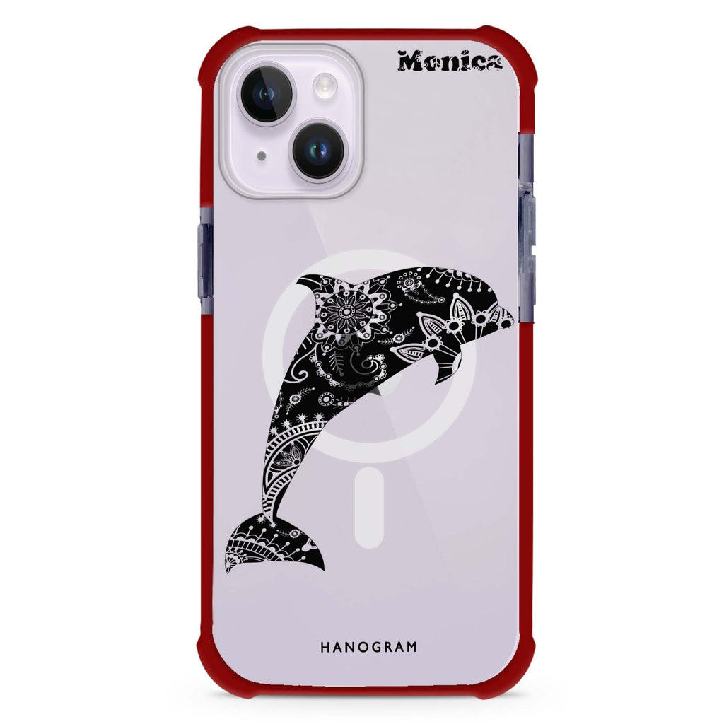 Mandala dolphin iPhone 15 Plus MagSafe Compatible Ultra Shockproof Case