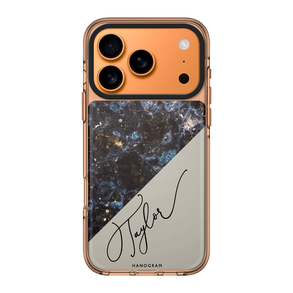 Black Marble Rose personalized name black pink flower floral iPhone 17 Pro Max ultra clear case