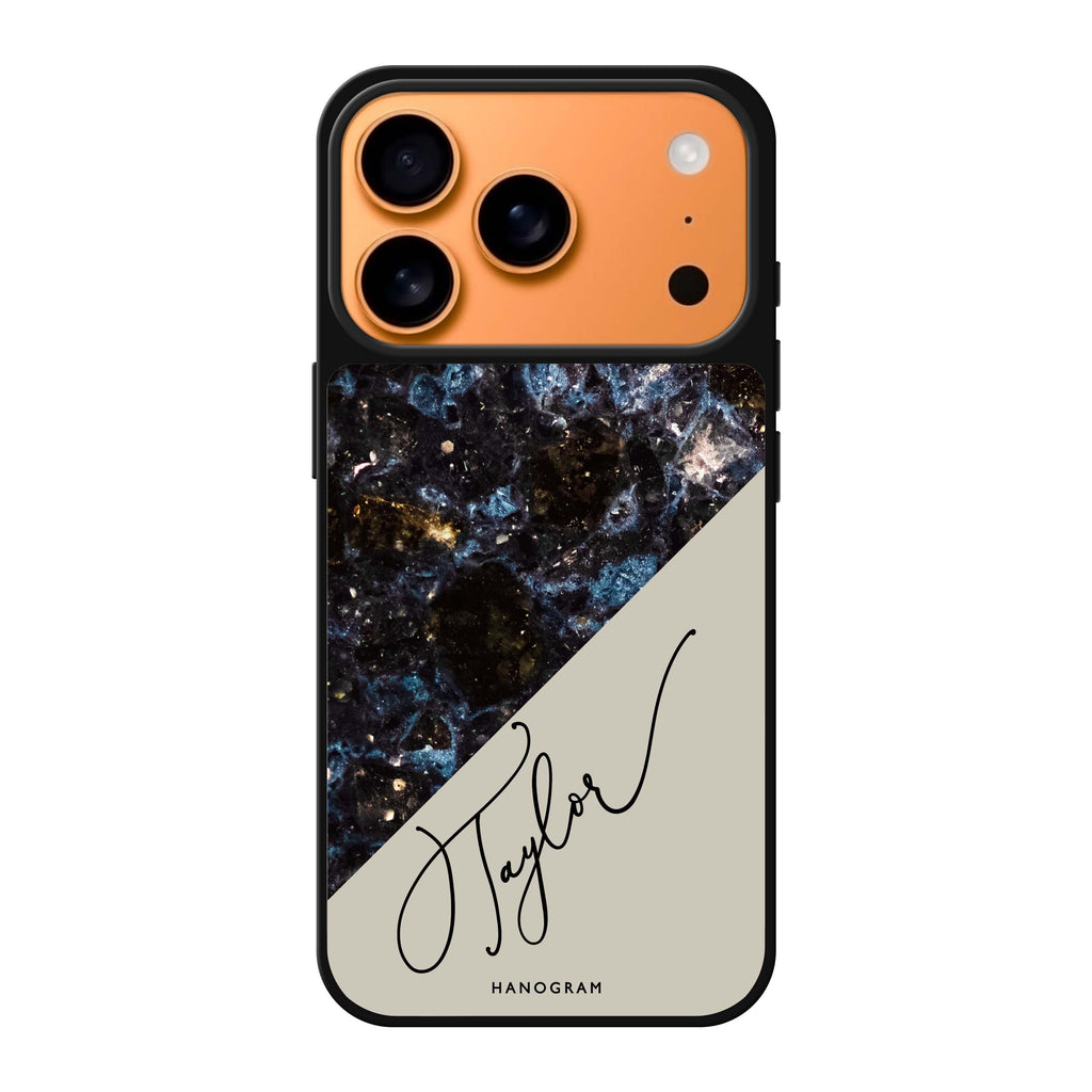 Black Marble Rose personalized name black flower floral marble iPhone 17 Pro Max mirror case