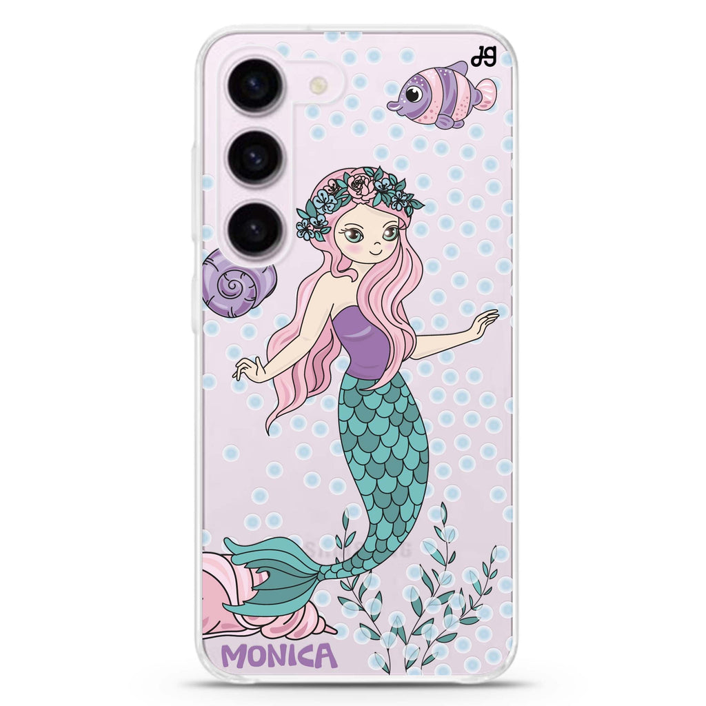 Mermaids personalized ultra-clear case for Samsung Galaxy S23/S22, front view