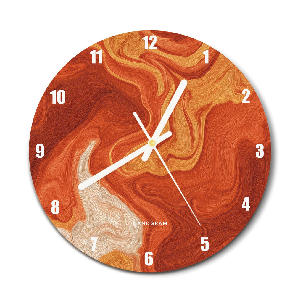 Crimson Flow premium glass wall clock, modern abstract home decor clock, main view