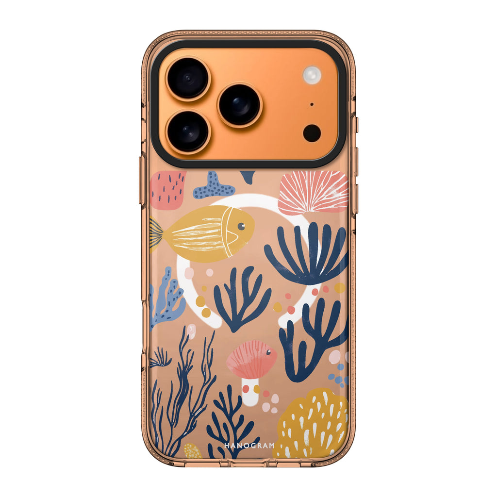 Coral Cutouts orange graphic iPhone 17 Pro Max ultra clear case