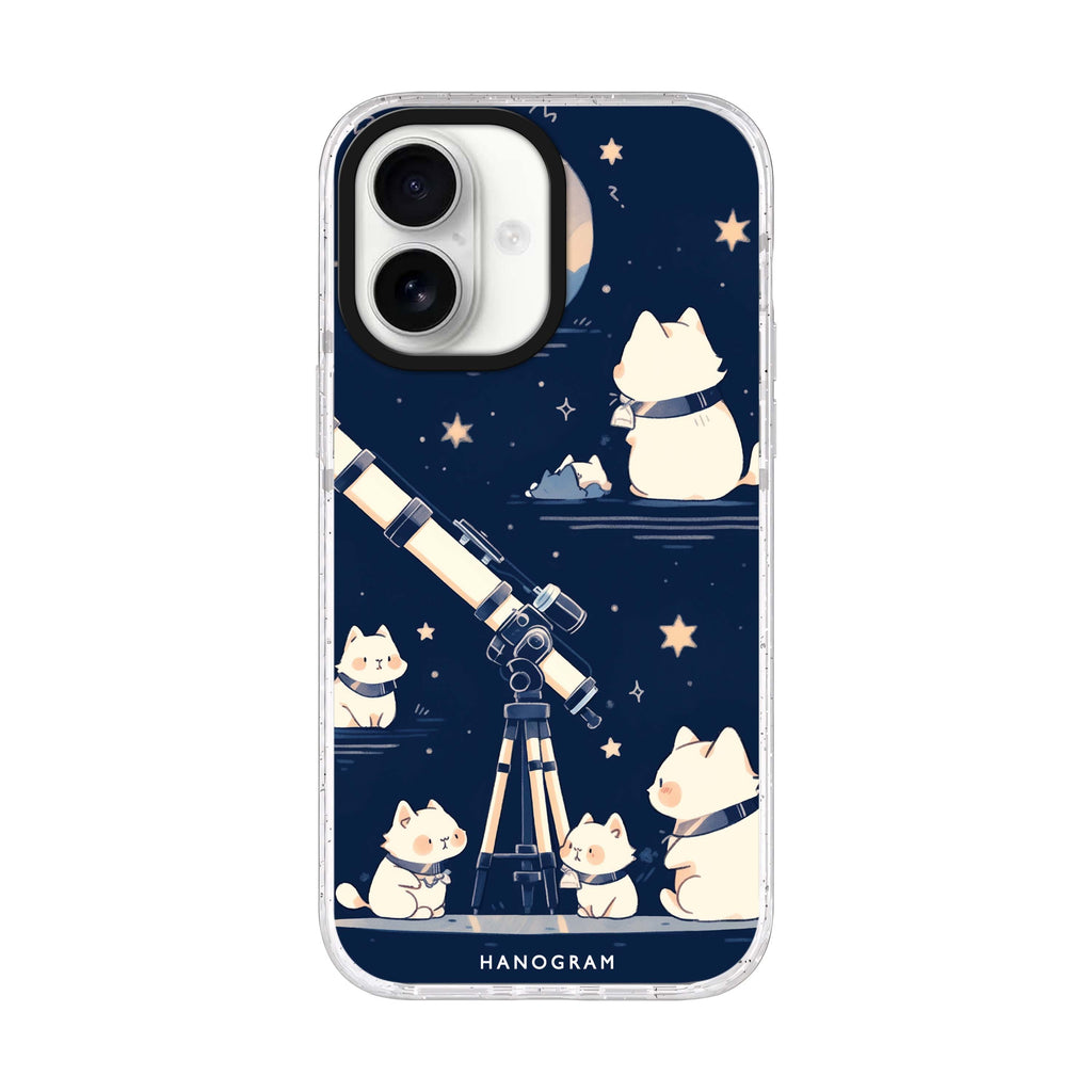 Stargazer Purr iPhone 17 ultra clear MagSafe case, front product view