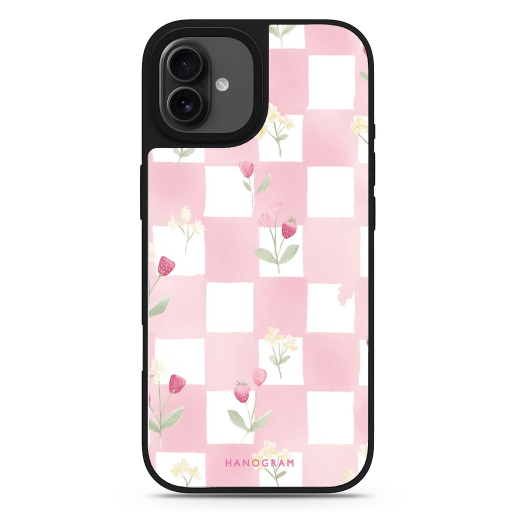 Strawberry Mist fruit design iPhone 17 mirror case