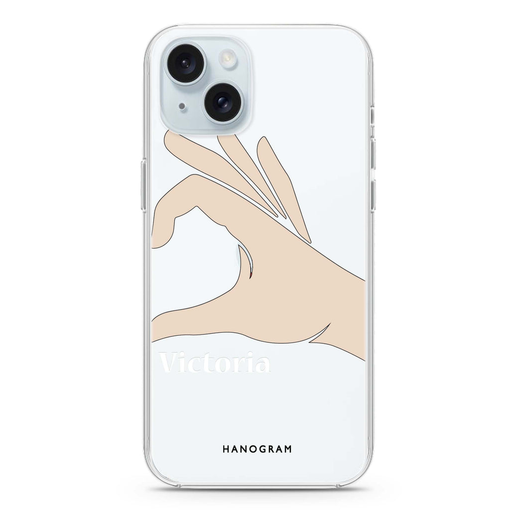 Right Hand heart iPhone Ultra Clear Case