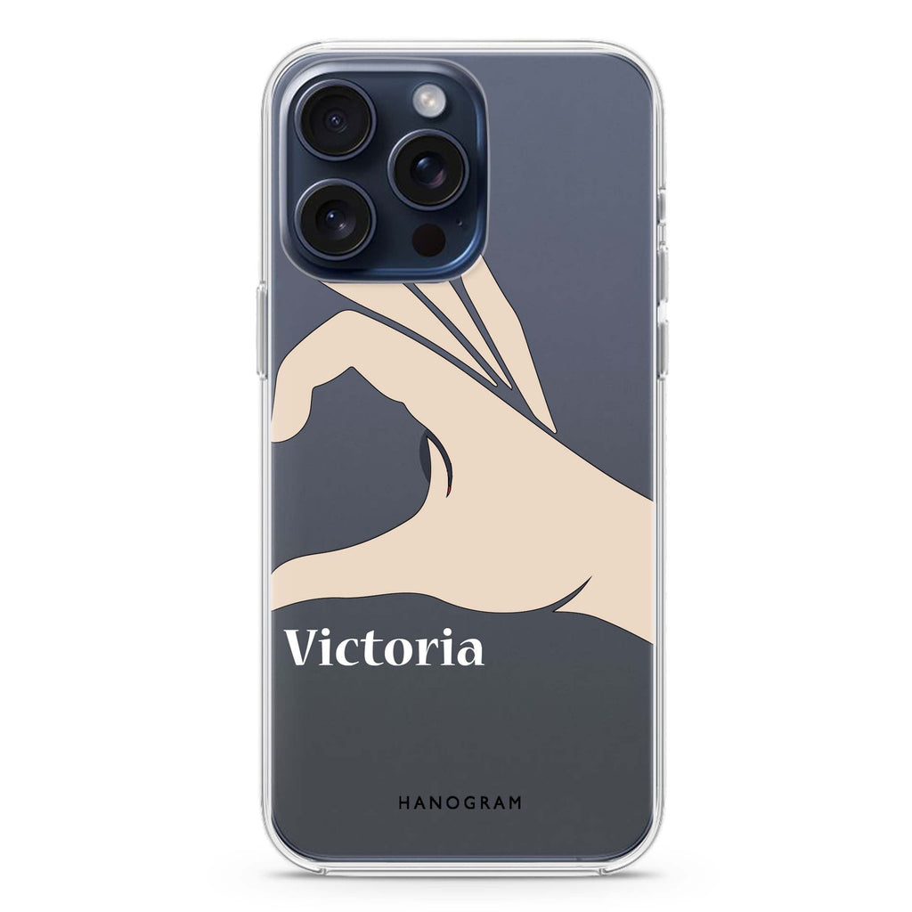 Right Hand heart iPhone Ultra Clear Case