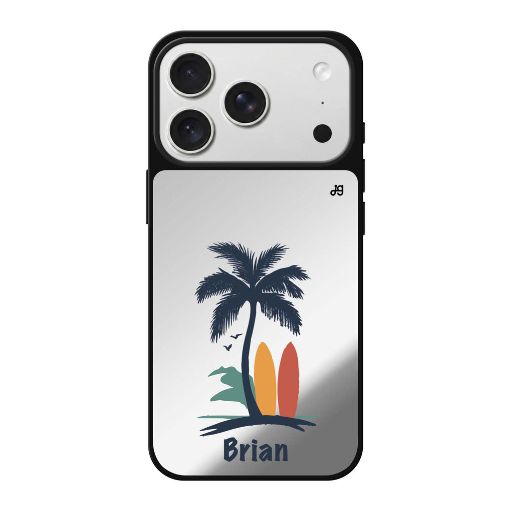 Palm & Board personalized name tree nature iPhone 18 Pro Max mirror case