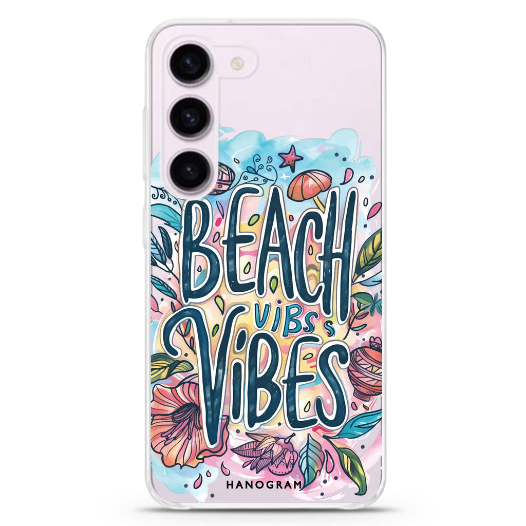 Tropical Escape ultra-clear case for Samsung Galaxy S23/S22, front view