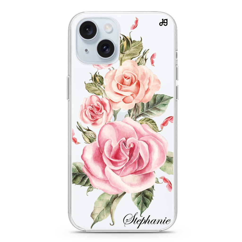 Pink Watercolor Floral iPhone 15 plus Ultra Clear Case