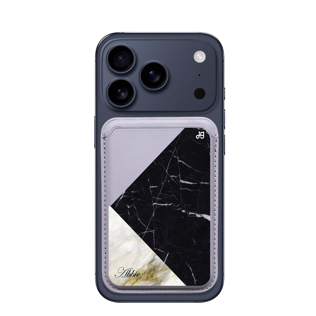 Marble Mix custom name MagSafe wallet for iPhone, personalized magnetic card holder, main view