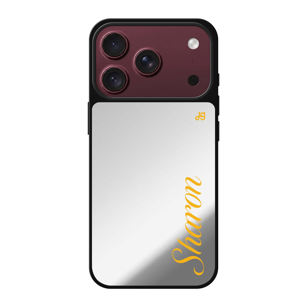 SleekSignature personalized name typography iPhone 18 Pro Max mirror case