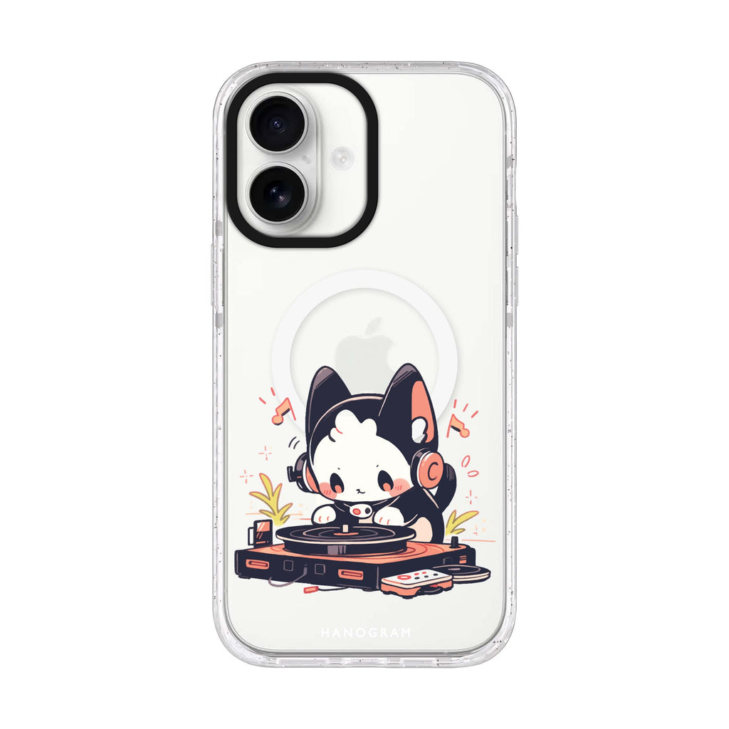 DJ Paws Play iPhone 17 ultra clear MagSafe case, front product view